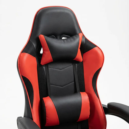 Chaise Gaming à roulettes inclinable avec repose-pieds et massage avec coussins lombaire et cervical