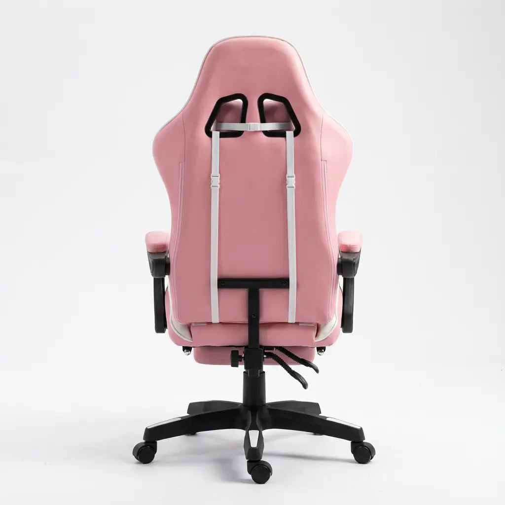 Chaise Gaming à roulettes inclinable avec repose-pieds et massage avec coussins lombaire et cervical