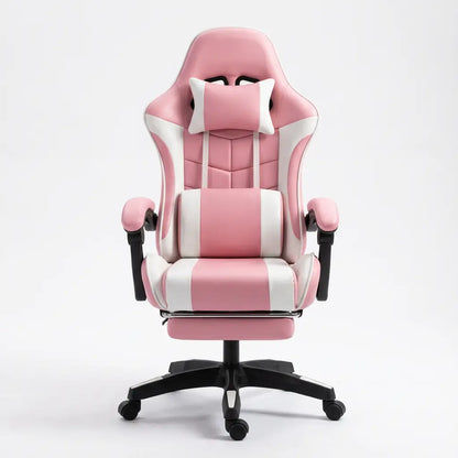 Chaise Gaming à roulettes inclinable avec repose-pieds et massage avec coussins lombaire et cervical