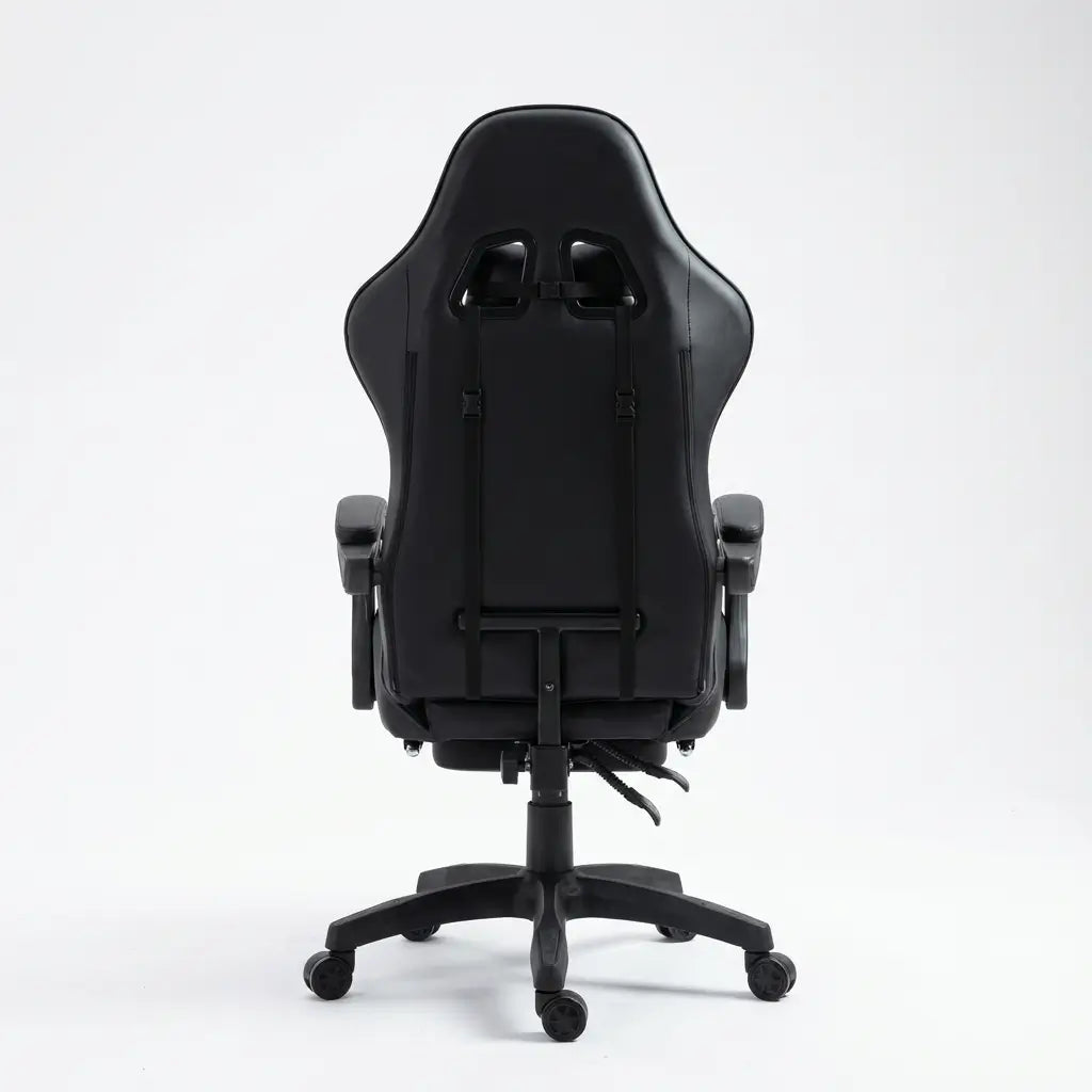 Chaise Gaming à roulettes inclinable avec repose-pieds et massage avec coussins lombaire et cervical