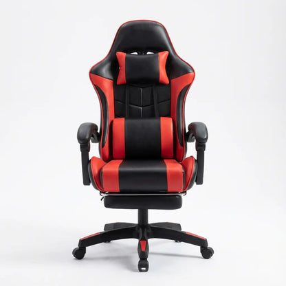 Chaise Gaming à roulettes inclinable avec repose-pieds et massage avec coussins lombaire et cervical