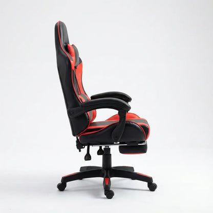 Chaise Gaming à roulettes inclinable avec repose-pieds et massage avec coussins lombaire et cervical