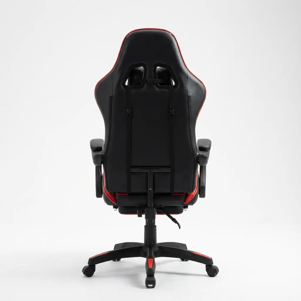 Chaise Gaming à roulettes inclinable avec repose-pieds et massage avec coussins lombaire et cervical