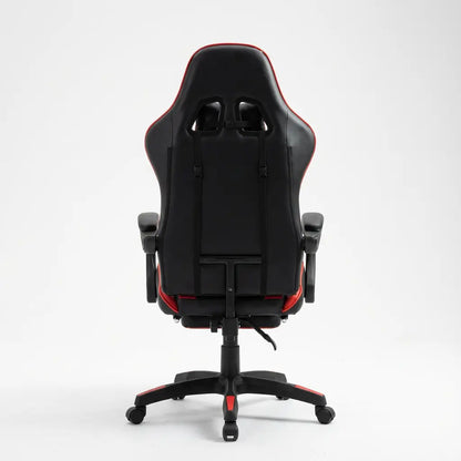 Chaise Gaming à roulettes inclinable avec repose-pieds et massage avec coussins lombaire et cervical