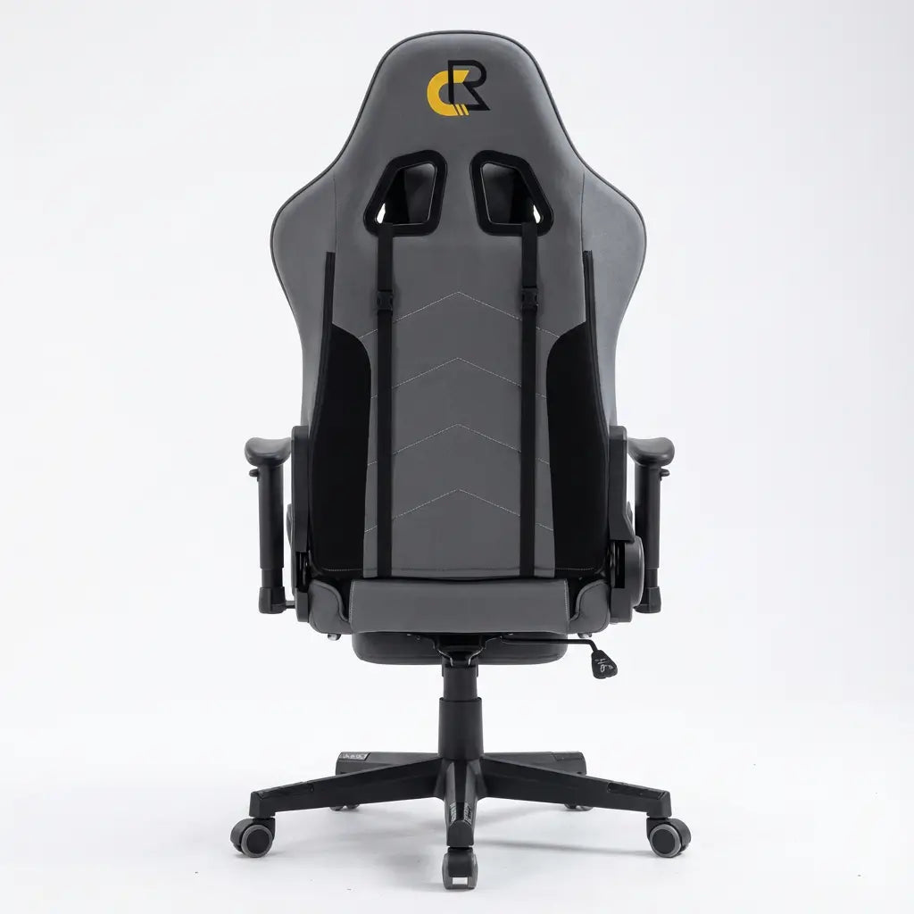 Chaise Gaming Ergonomique à roulettes en tissu avec coussins lombaire et cervical