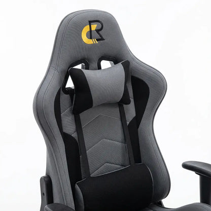 Chaise Gaming Ergonomique à roulettes en tissu avec coussins lombaire et cervical