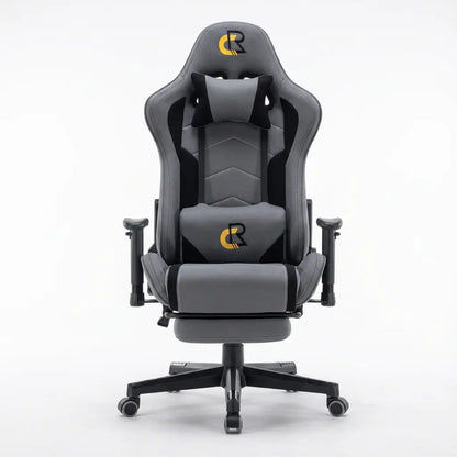 Chaise Gaming Ergonomique à roulettes en tissu avec coussins lombaire et cervical