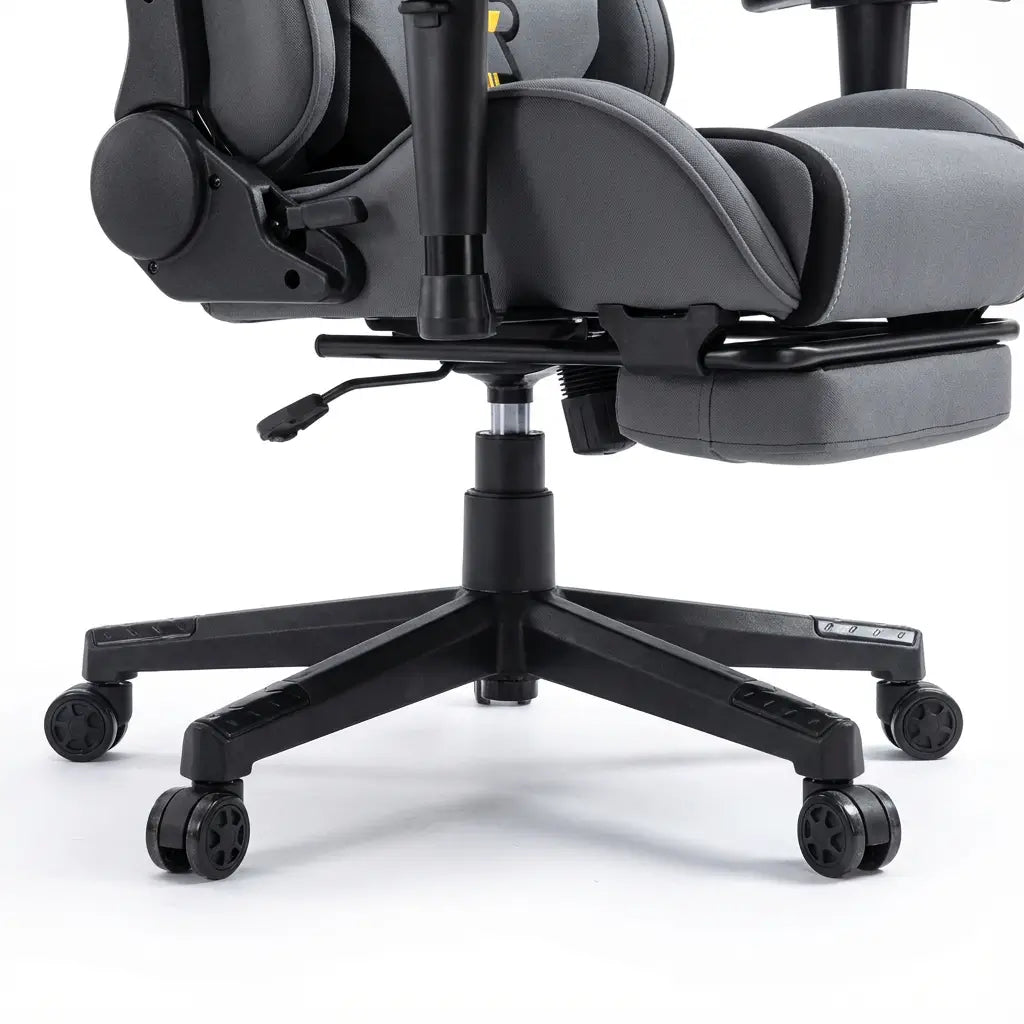 Chaise Gaming Ergonomique à roulettes en tissu avec coussins lombaire et cervical