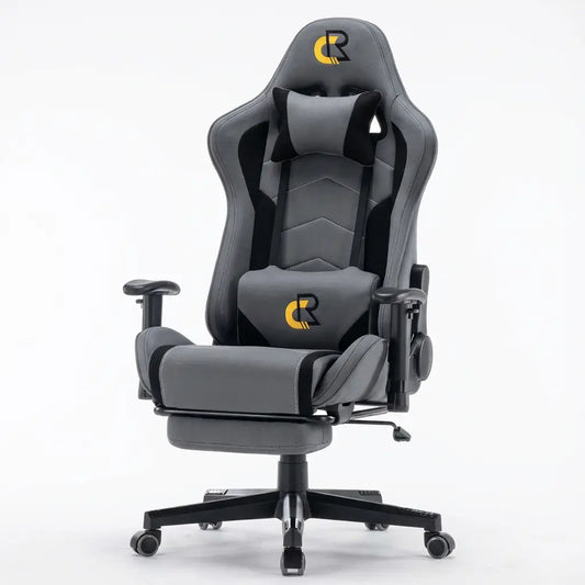 Chaise Gaming Ergonomique à roulettes en tissu avec coussins lombaire et cervical