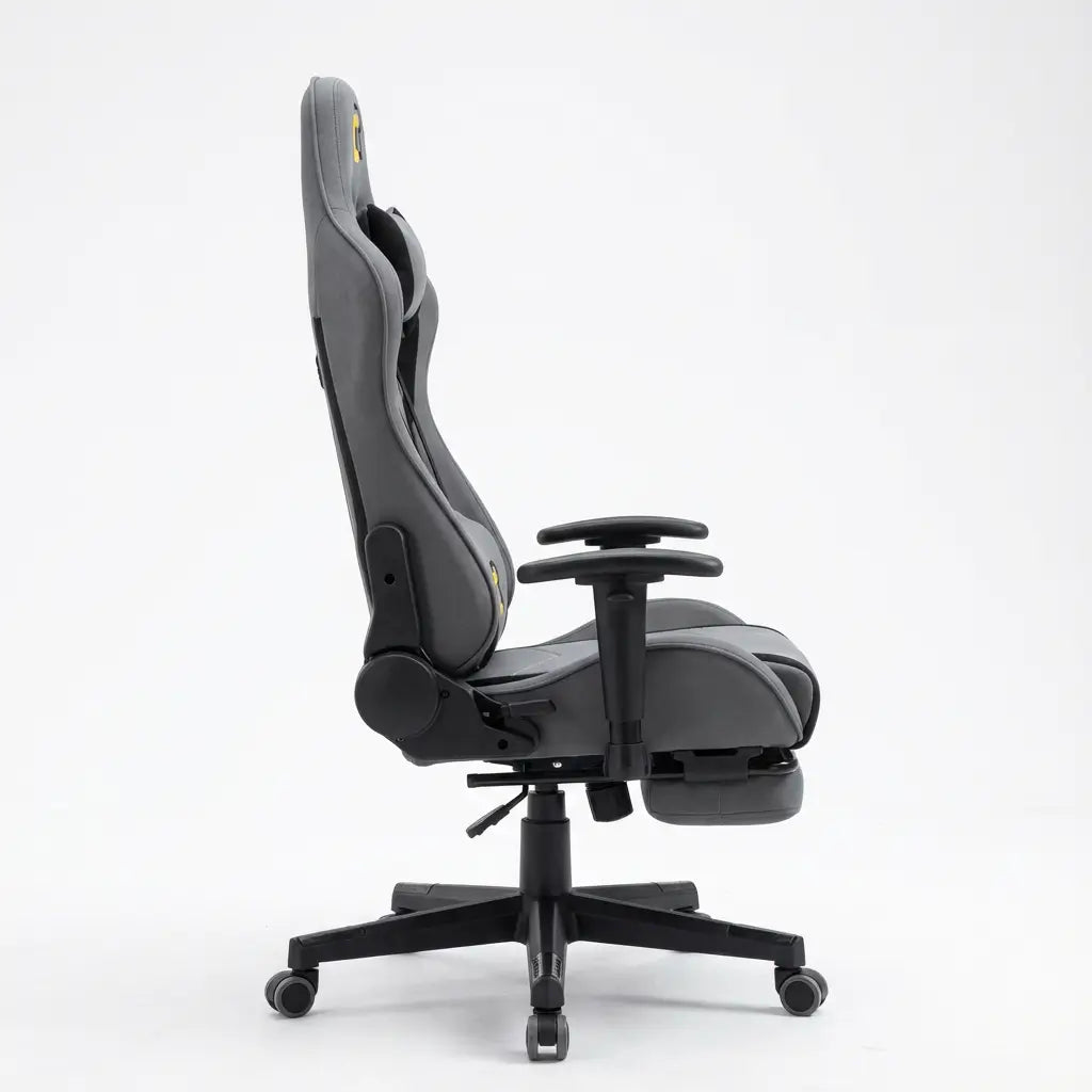 Chaise Gaming Ergonomique à roulettes en tissu avec coussins lombaire et cervical